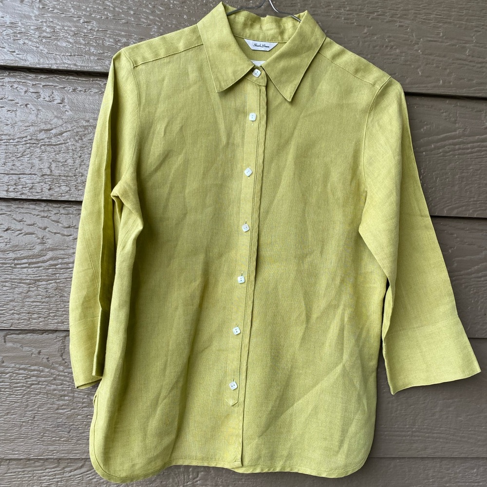 Talbots 100% Irish Linen Button Up Shirt Top Woman’s vintage size 2 petite